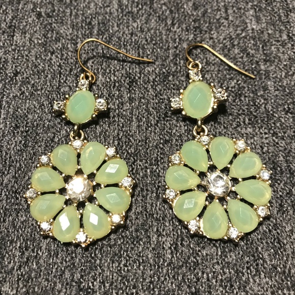 Green bling earrings; never worn - Picture 3 of 4